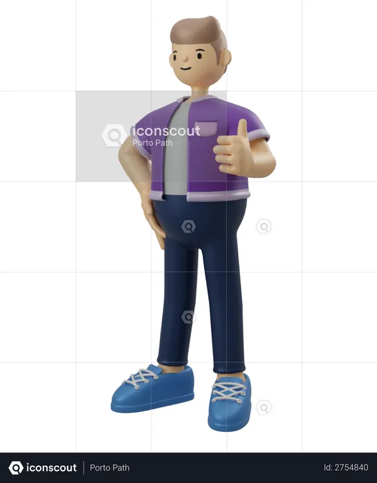 Man showing thumbsup gesture  3D Illustration