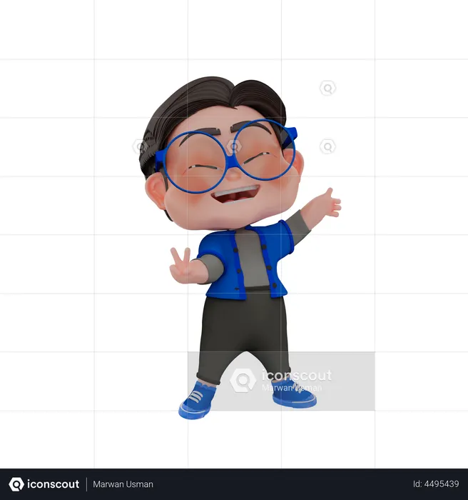 Man showing victory sign  3D Illustration