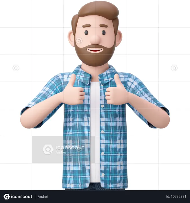 Man Shows A Thumb Up Like Sign  3D Illustration