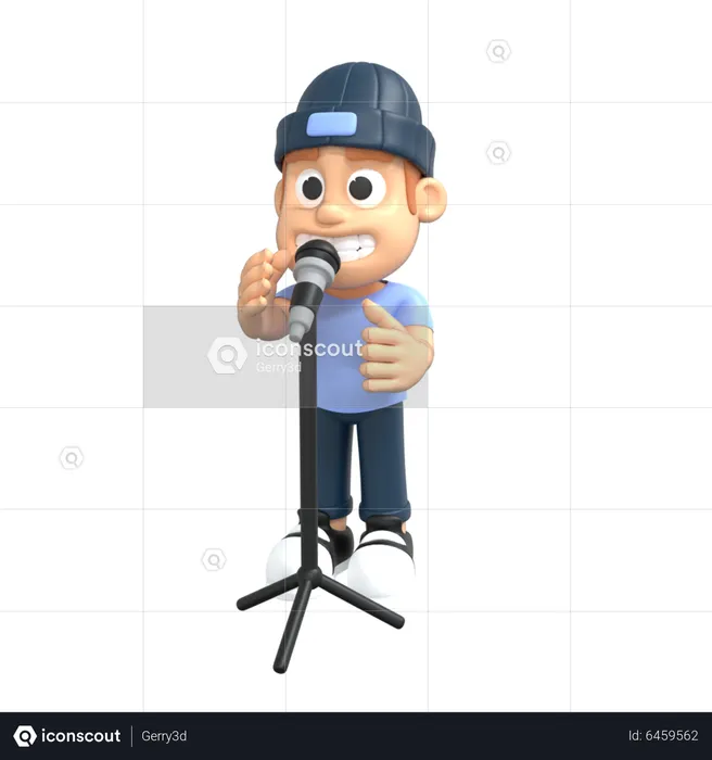 Man singing  3D Illustration