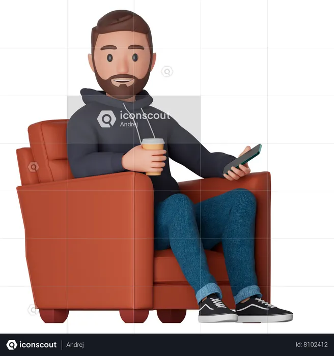 Man sitting in a armchair  3D Icon