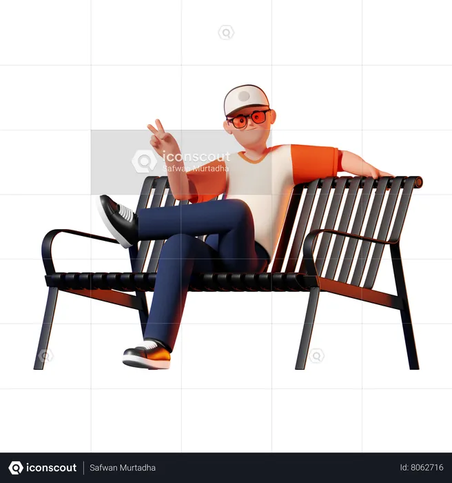 Man Sitting On A Bench Pose  3D Illustration