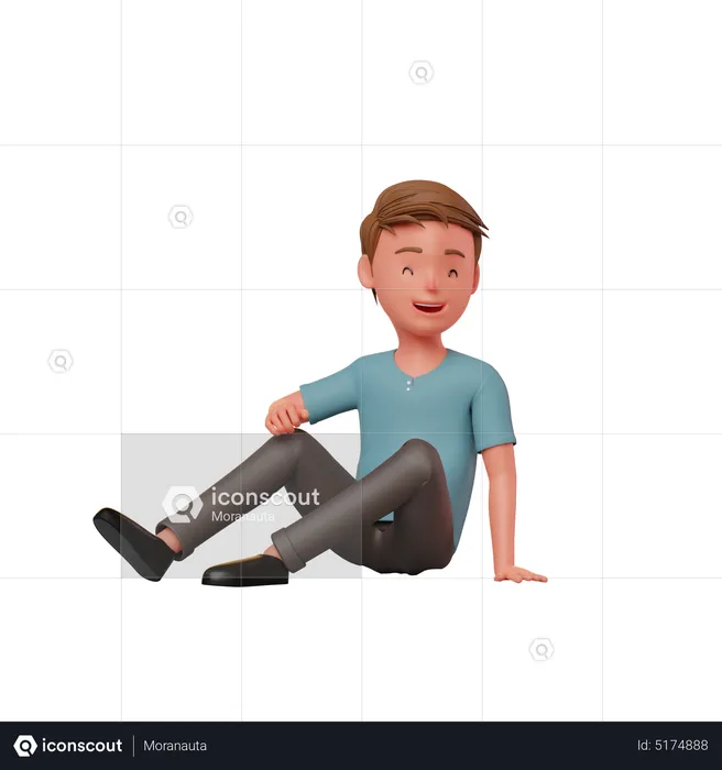 Man Sitting On A Floor  3D Illustration