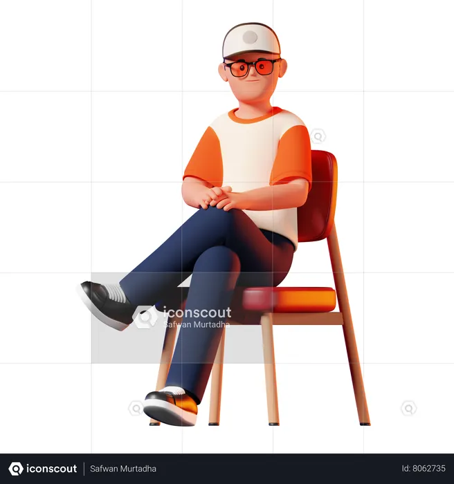 Man Sitting Pose  3D Illustration