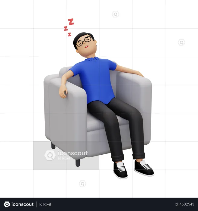 Man sleeping on the sofa  3D Illustration