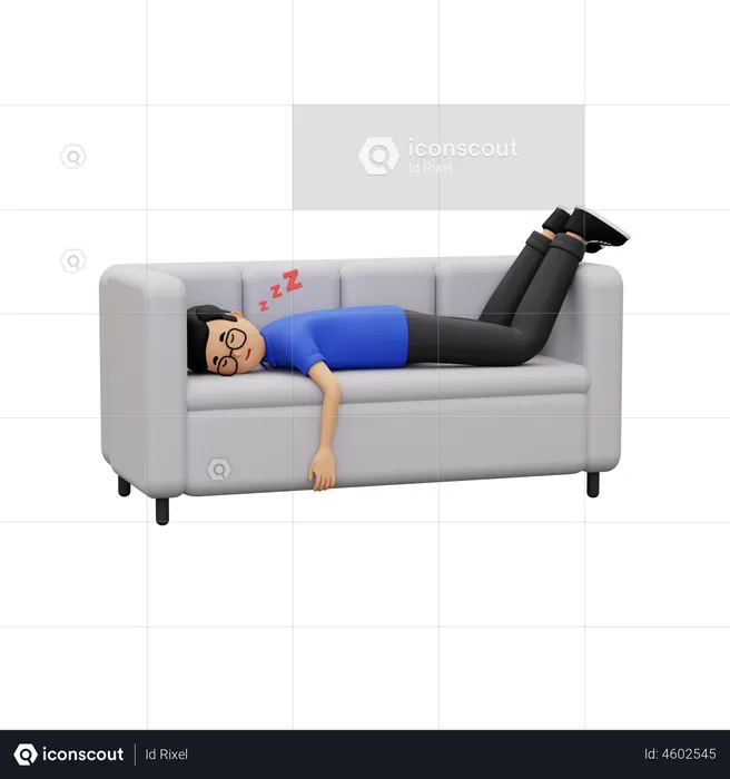 Man sleeping on the sofa  3D Illustration