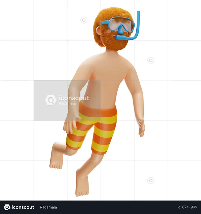 Man Snorkeling  3D Illustration