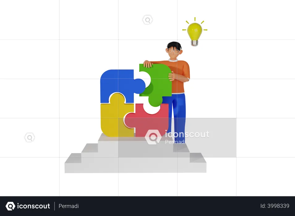 Man solving problem  3D Illustration