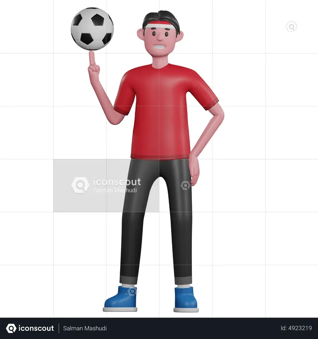 Man Spinning a Ball  3D Illustration
