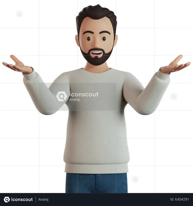 Man Spreading His Hands And Presenting Something  3D Icon