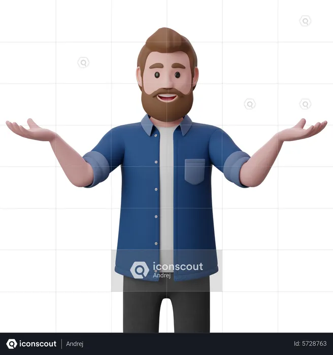 Man Spreading His Hands To The Sides And Showing Or Presenting Something  3D Illustration