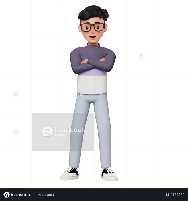 Man Standing In Crossed Arms Pose  3D Illustration