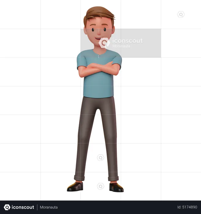 Man Standing In Crossed Arms Pose  3D Illustration
