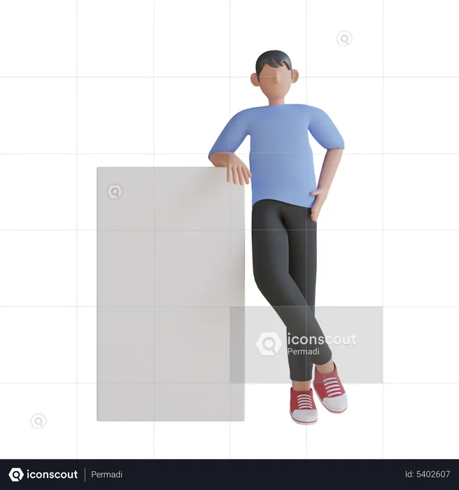 Man standing near placard  3D Illustration