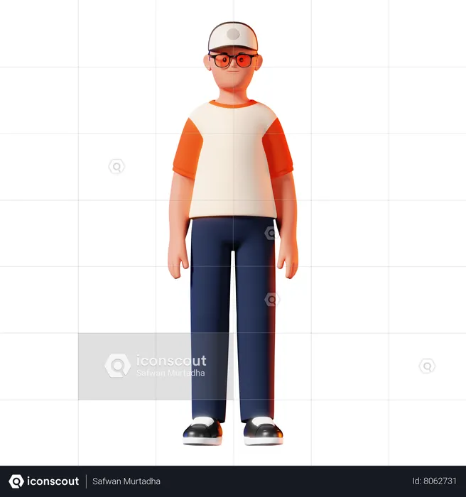 Man Standing Pose  3D Illustration