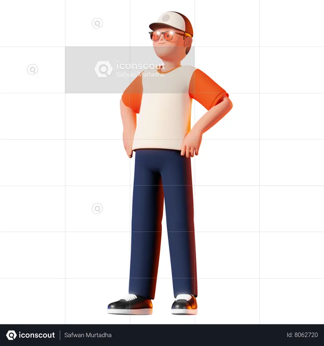 Man Standing Proudly Pose  3D Illustration