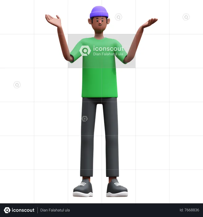 Man standing while confused  3D Illustration