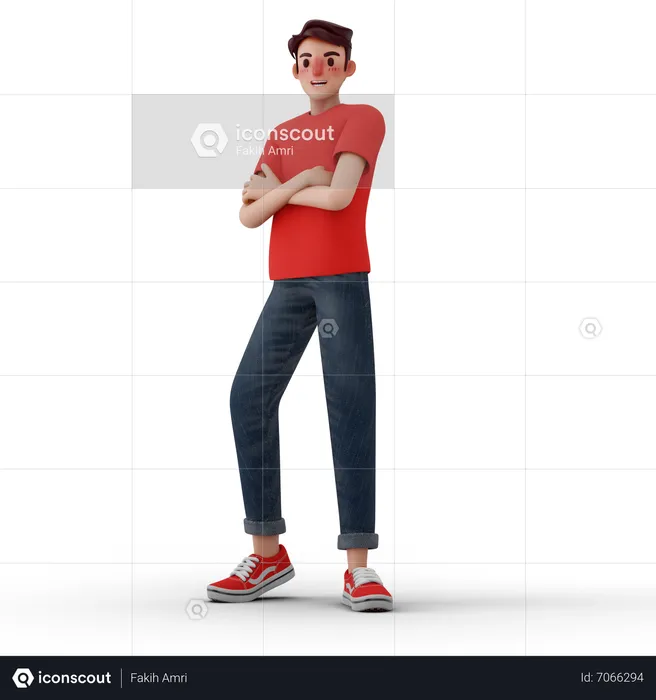 Man standing with folded arms  3D Illustration