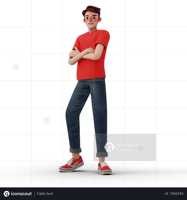 Man standing with folded arms  3D Illustration