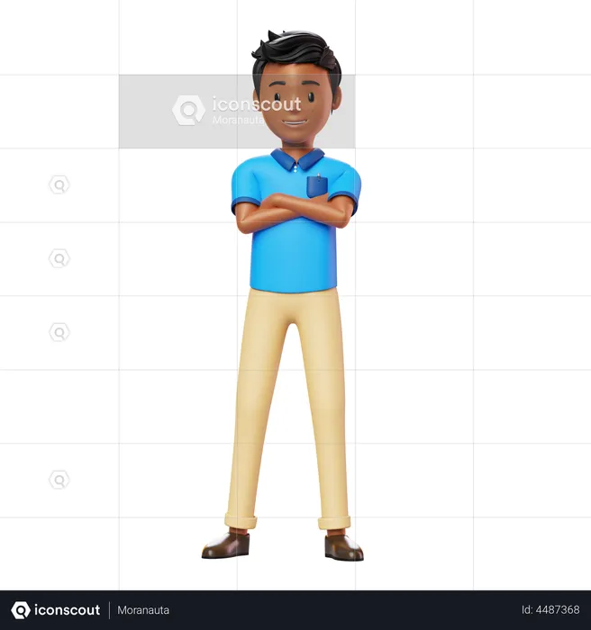 Man Standing with folded hands  3D Illustration