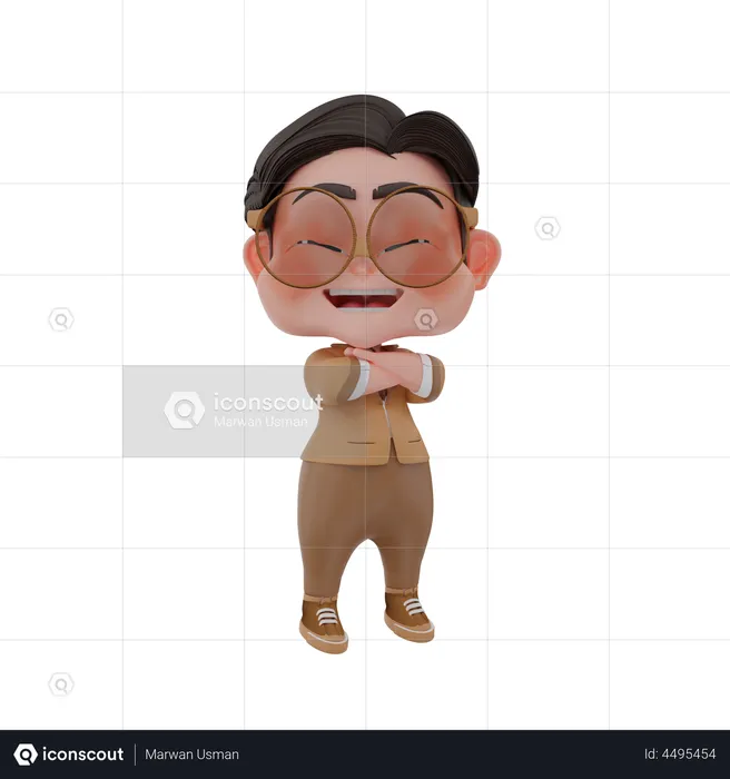 Man standing with folded hands  3D Illustration