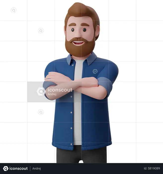 Man standing with folding hands  3D Illustration