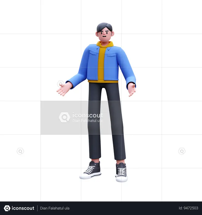 Man Standing With Open Hands  3D Illustration