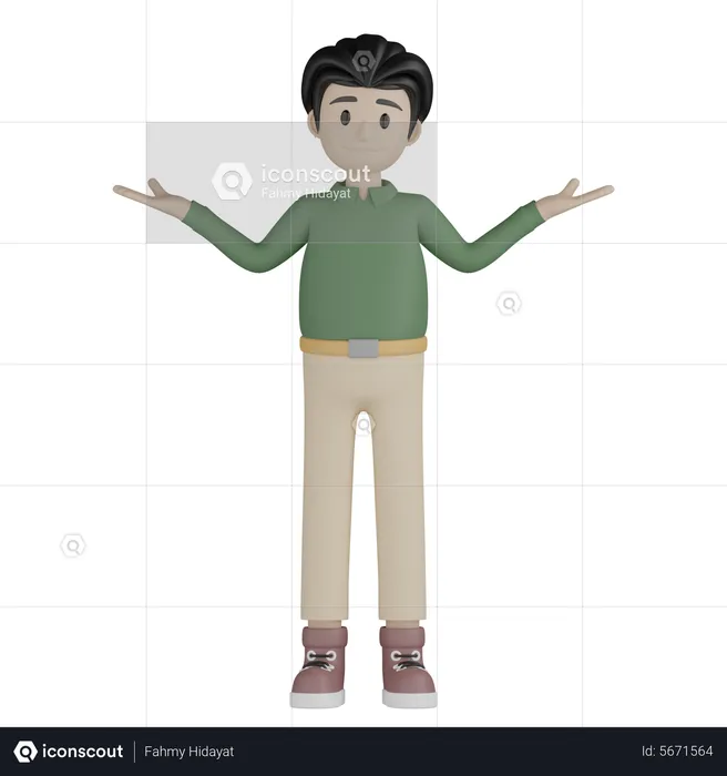 Man Standing With Open Hands  3D Illustration