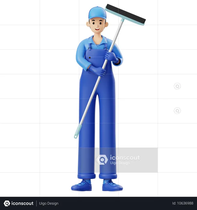 Man Standing With Wiper  3D Illustration