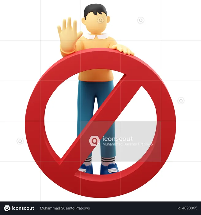 Man Stopping Entry  3D Icon