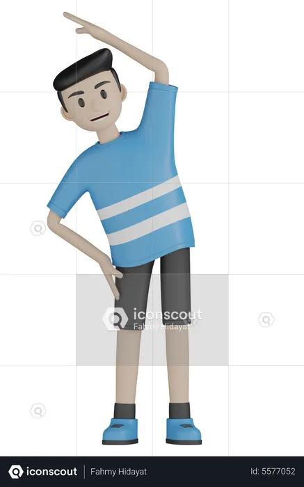 Man Stretching Body  3D Illustration