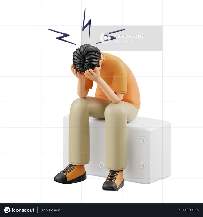 Man Suffer From Depression  3D Icon