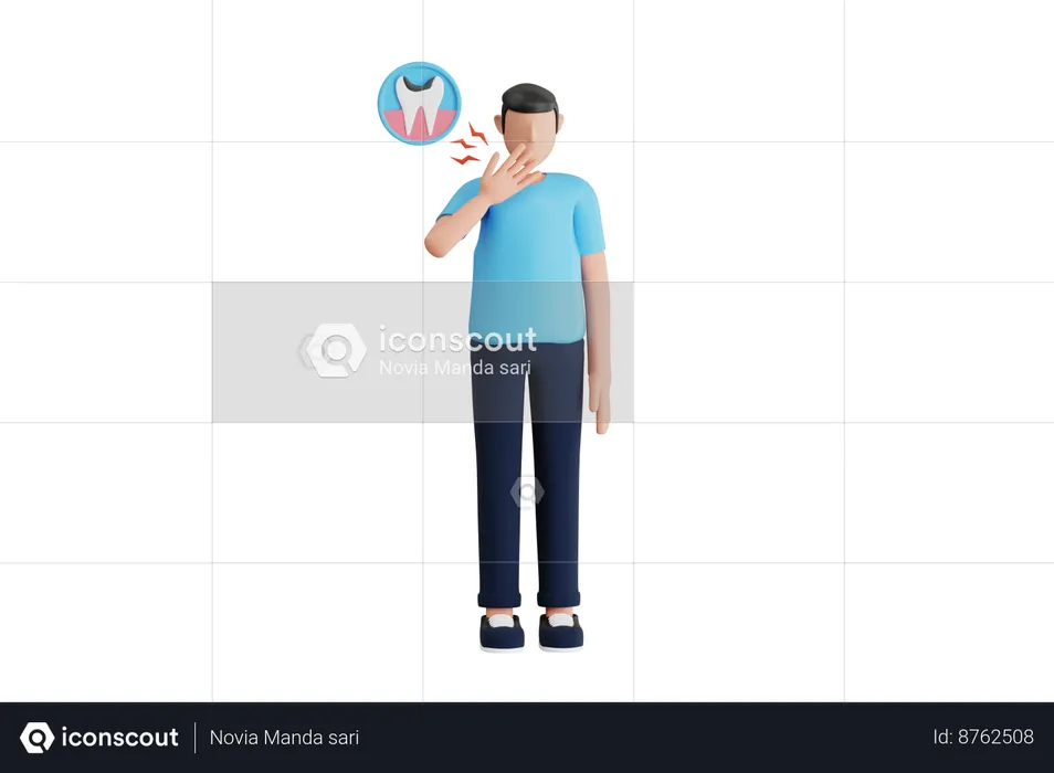 Man Suffering From Toothache  3D Illustration