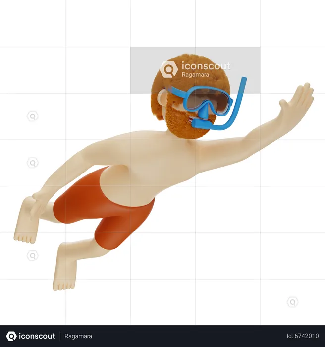 Man Swimming Underwater  3D Illustration