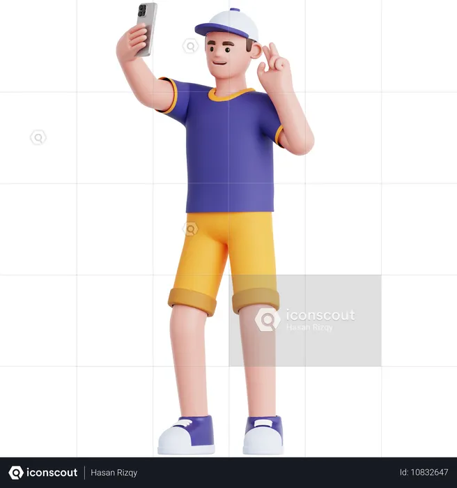 Man Take a Selfie  3D Illustration