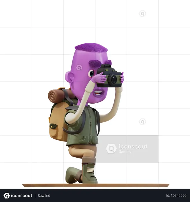 Man Taking Picture with a Camera  3D Illustration