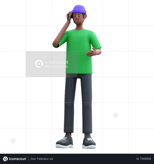 Man talking on phone  3D Illustration