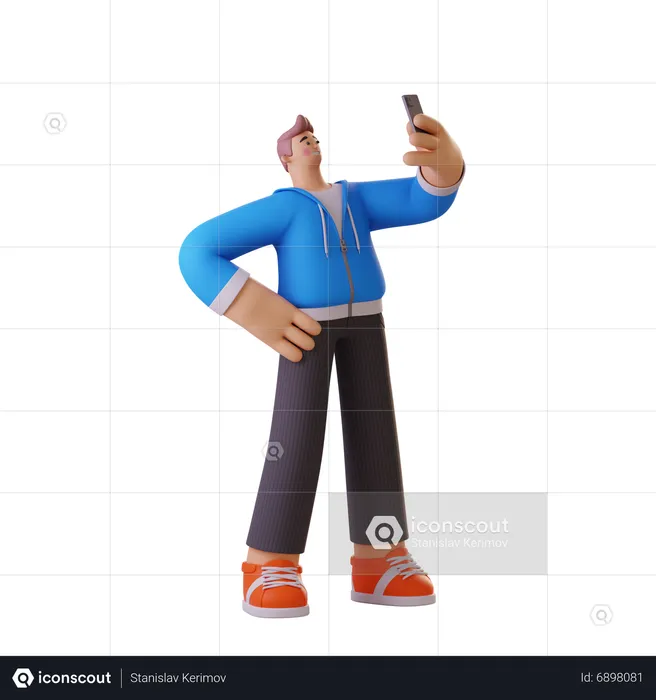 Man talking on video call  3D Illustration