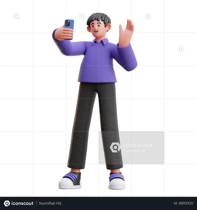 Man talking on video call  3D Illustration