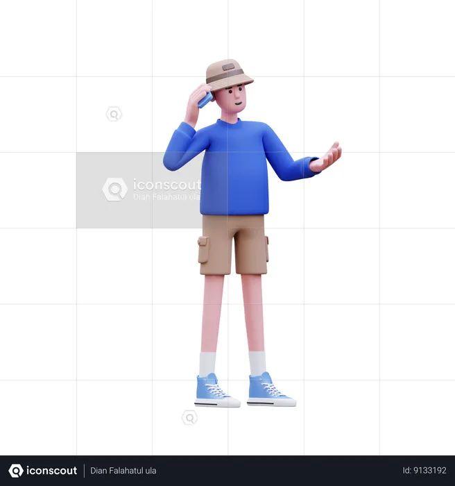Man Talking With Phone  3D Illustration