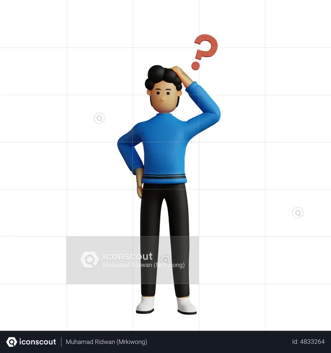 Man thinking new question  3D Illustration