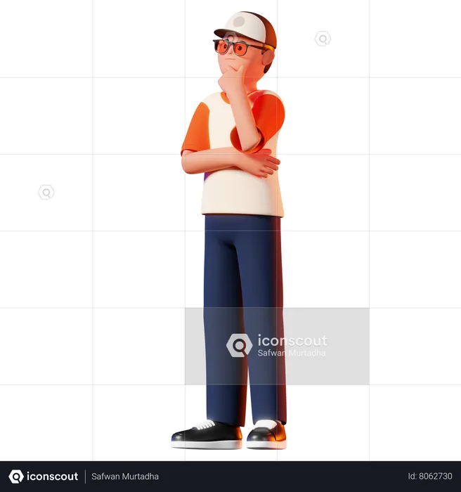 Man Thinking Pose  3D Illustration