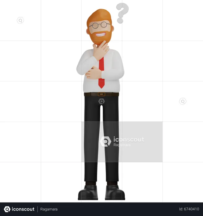 Man Thinking Question Mark Confuse  3D Illustration