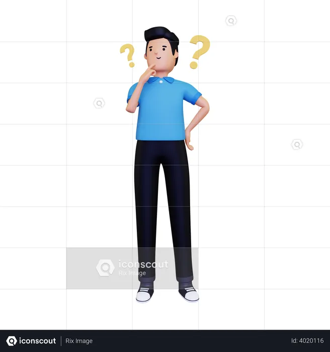 Man Thinking Something With Question Mark  3D Illustration