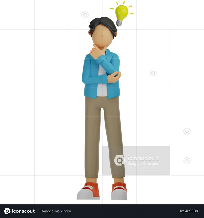 Man Thinking with new idea  3D Illustration