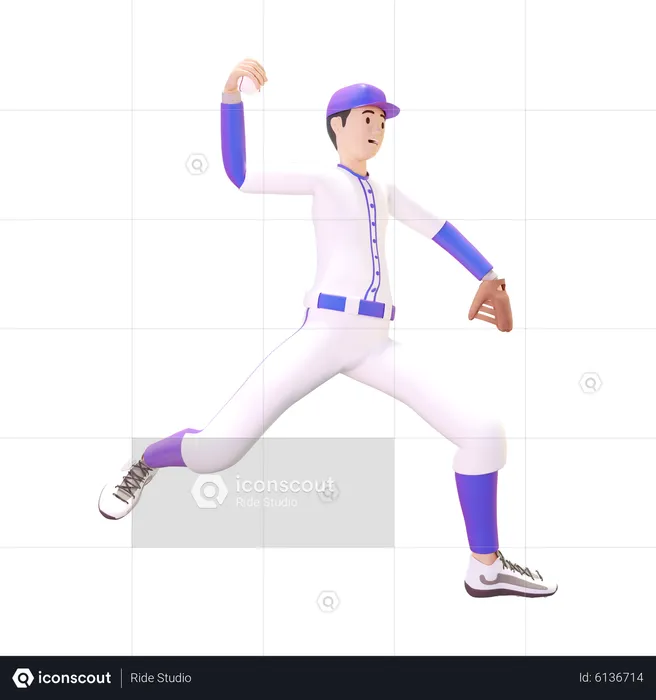 Man throwing Baseball  3D Illustration