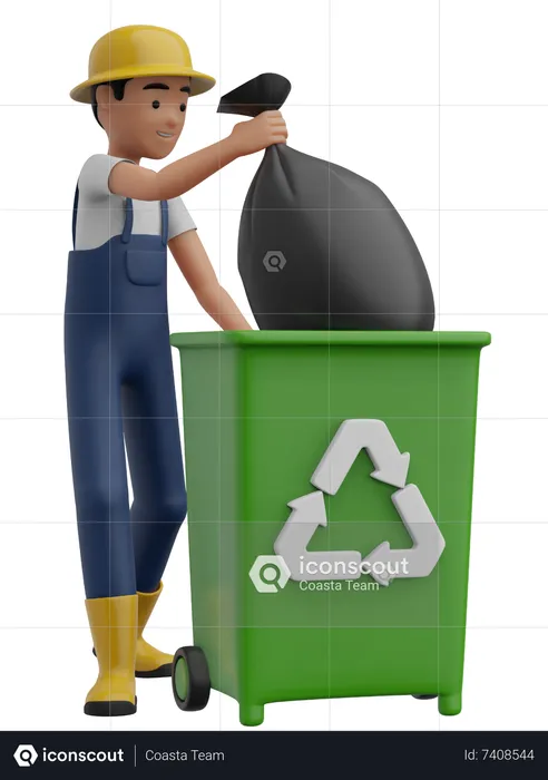 Man Throwing Trash  3D Illustration