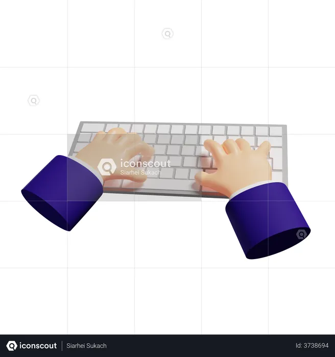 Man Typing  3D Illustration