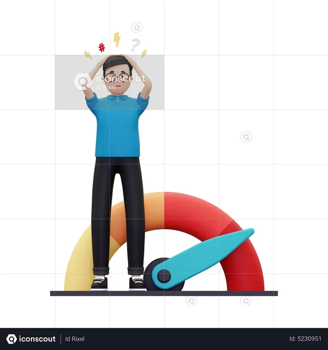 Man under huge stress  3D Illustration