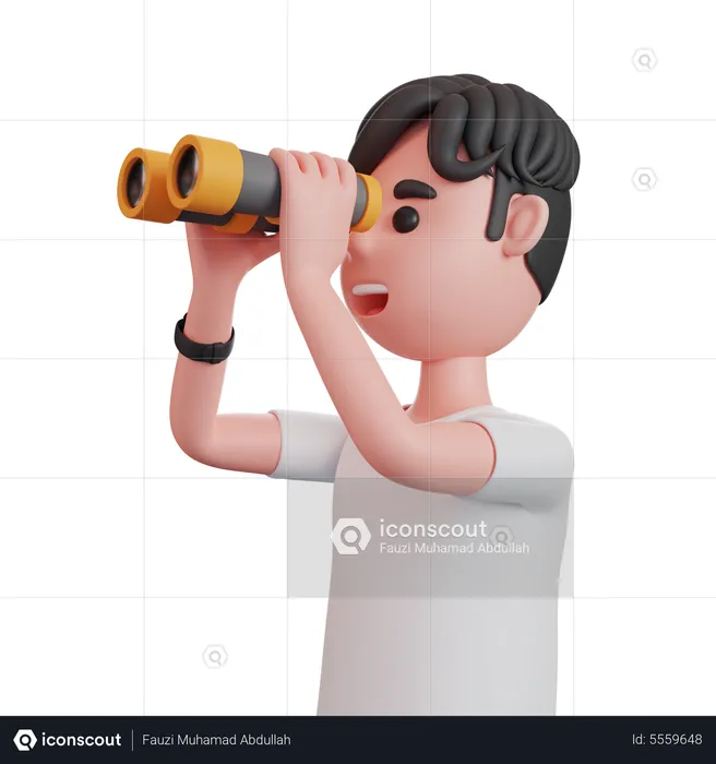 Man Using Binoculars  3D Illustration